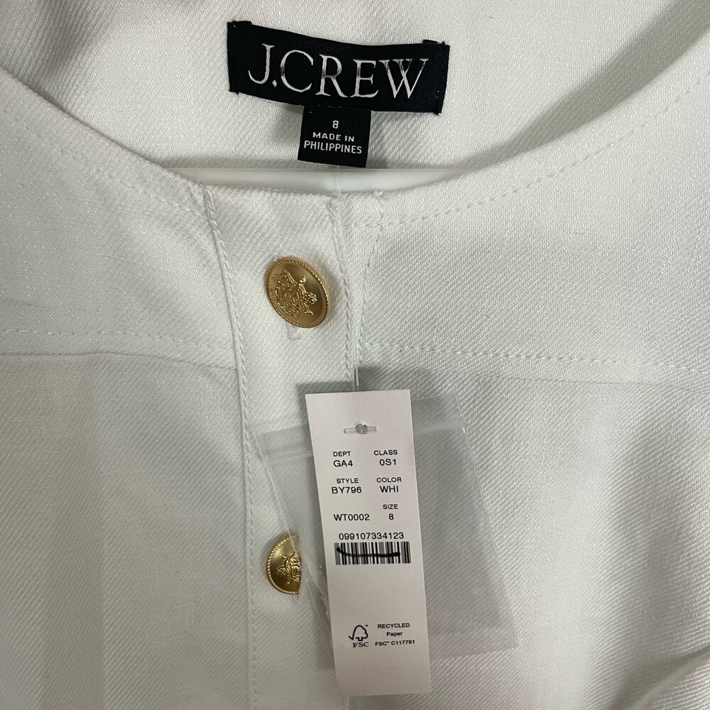 J. Crew Factory White Sleeveless Midi Dress with Gold Buttons - Picture 7 of 7